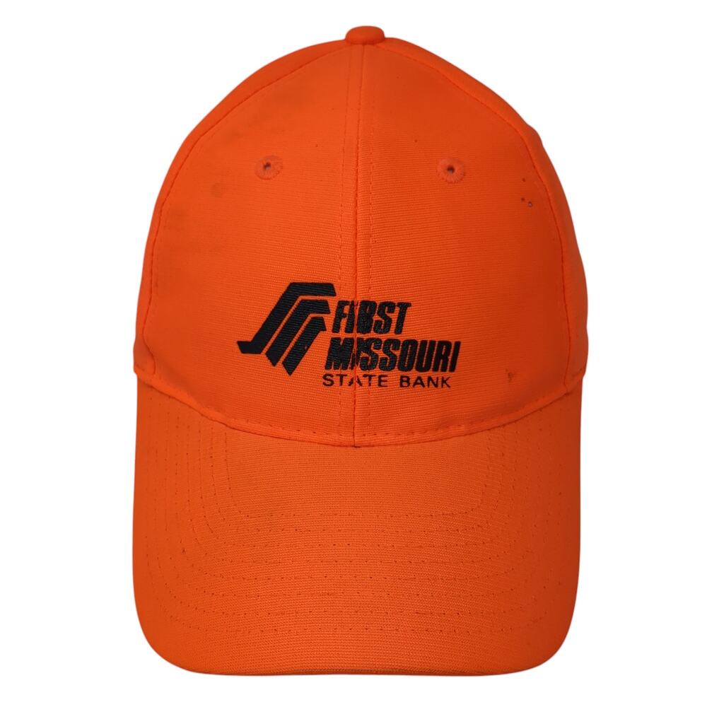 First Missouri State Bank Strapback Baseball Cap Orange Os Adjustable Nissin